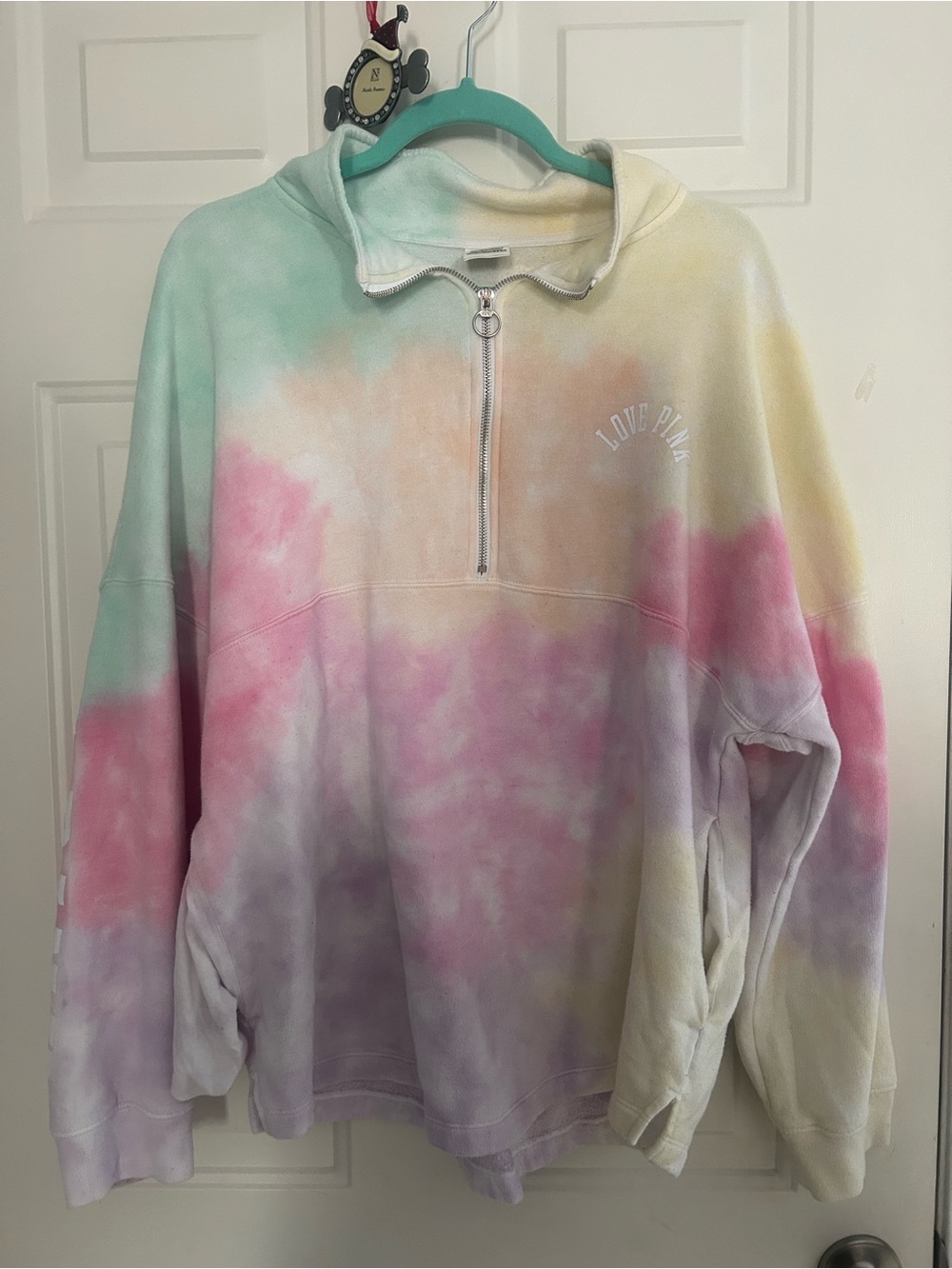 PINK Victoria's Secret Pastel Tie-Dye Half-Zip Pullover Hoodie size large